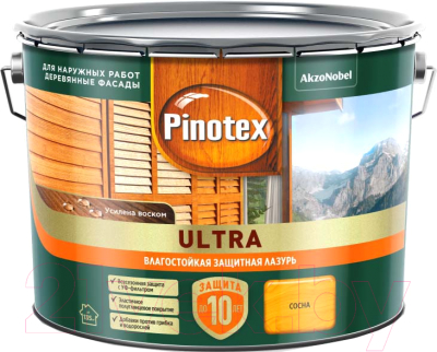 Лазурь для древесины Pinotex Ультра Влагостойкая 5803335 (9л, сосна)