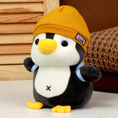 Мягкая игрушка Sima-Land Пингвин с рюкзаком в желтой шапке / 10324642