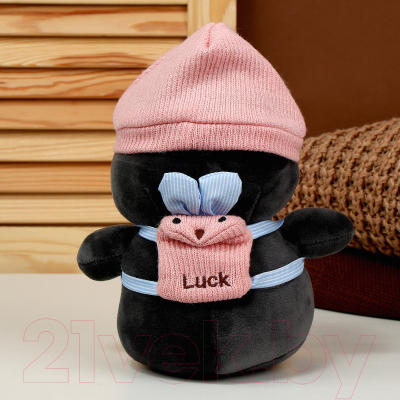 Мягкая игрушка Sima-Land Пингвин с рюкзаком в розовой шапке / 10324639