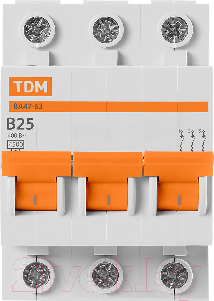 Выключатель автоматический TDM ВА47-63 3Р 25А / SQ0218-0057 — фото 2
