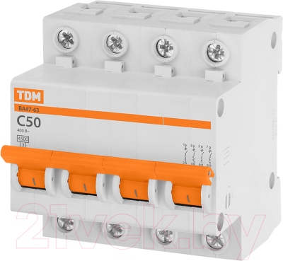 Выключатель автоматический TDM ВА47-63 4Р 50А / SQ0218-0035