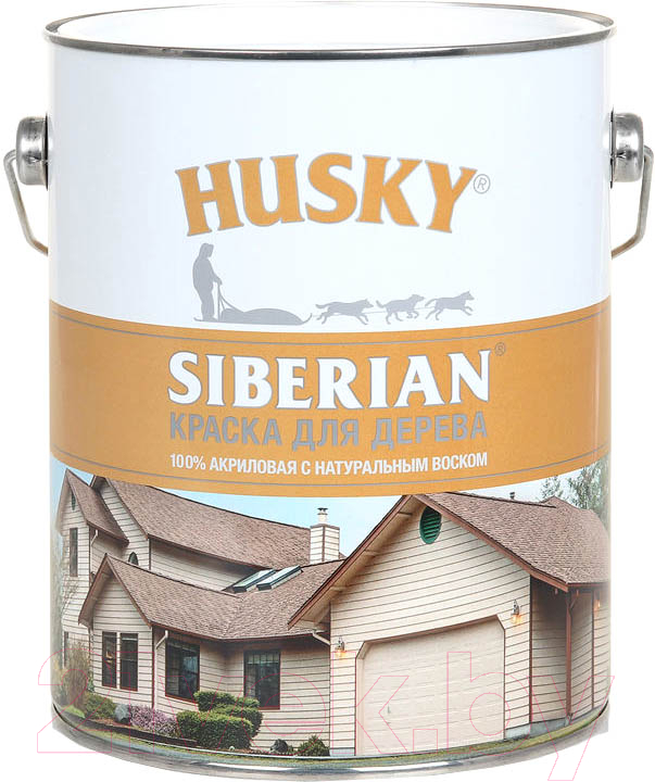 Краска Husky Siberian Акриловая для дерева (2.7л, графитовый RAL 7024)