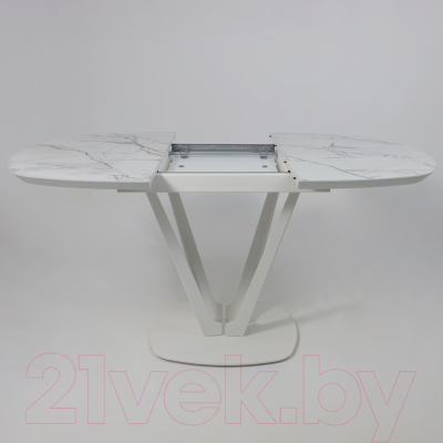 Обеденный стол Listvig Merlin 110-150x75 (белый Monte Belo/белый)