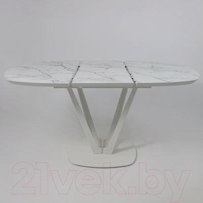 Обеденный стол Listvig Merlin 110-150x75 (белый Monte Belo/белый)