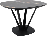 Обеденный стол Listvig Merlin 110-150x75 (черный Sahara Noir/черный) - 
