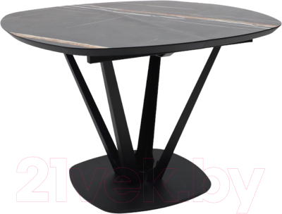 Обеденный стол Listvig Merlin 110-150x75 (черный Sahara Noir/черный)