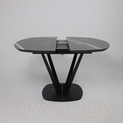 Обеденный стол Listvig Merlin 110-150x75 (черный Sahara Noir/черный)