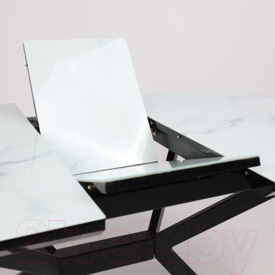 Обеденный стол Аврора Дели Фотопечать 120x151.5x80 (мрамор №2/черный)