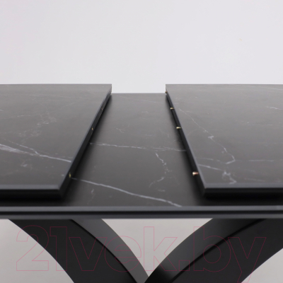 Обеденный стол Аврора Нотр Дам Moderne 140-180x85 керамика (черный Greys Black/черный матовый)