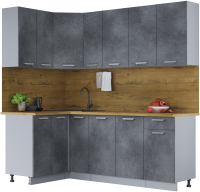 Готовая кухня Интерлиния Мила Лайт 1.2x2.1 (бетон портленд/бетон портленд/дуб бунратти) - 