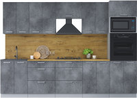 Готовая кухня Интерлиния Мила Лайт 3.0 ВТ (бетон портленд/бетон портленд/дуб бунратти) - 