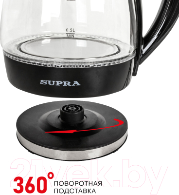 Изображение товара Электрочайник Supra KES-1855G (черный/прозрачный)