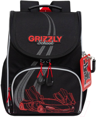 Школьный рюкзак Grizzly RAm-485-8 (черный/красный)