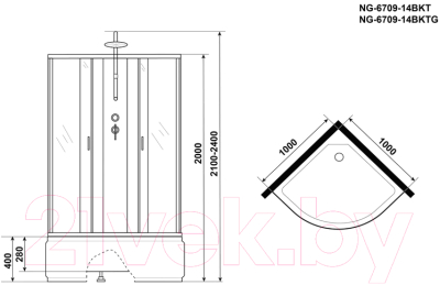 Душевая кабина Niagara NG-6709-14BKT 100x100x200 (прозрачное стекло/черный)