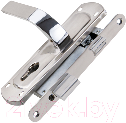 Замок врезной Punto Lockset 25.Orion.5558-1 цилиндровый с ручкой (матовый никель/хром)