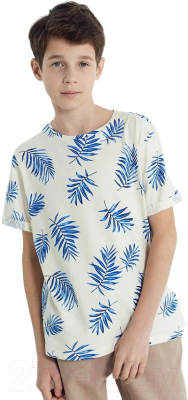 Изображение товара Футболка детская Mark Formelle 113421 (р.122-60, пальмовые листья на молочном)