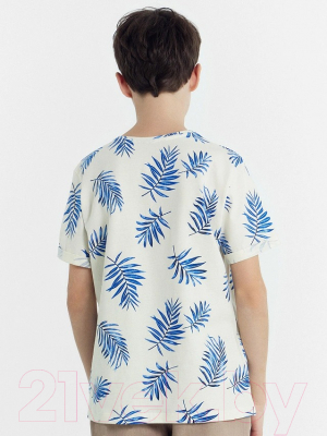 Изображение товара Футболка детская Mark Formelle 113421 (р.134-68, пальмовые листья на молочном)