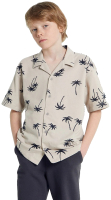 Рубашка детская Mark Formelle 113445 (р.128-64, пальмы на тепло-сером) - 