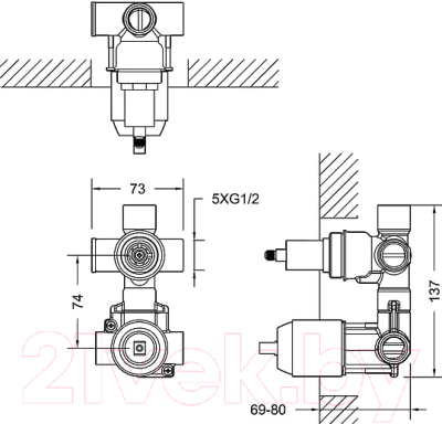 Встраиваемый механизм смесителя Bravat D969C-A-ENG