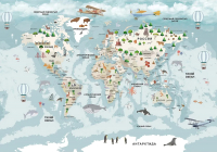 Фотообои листовые Citydecor Детская Карта мира 341 (200x140см) - 