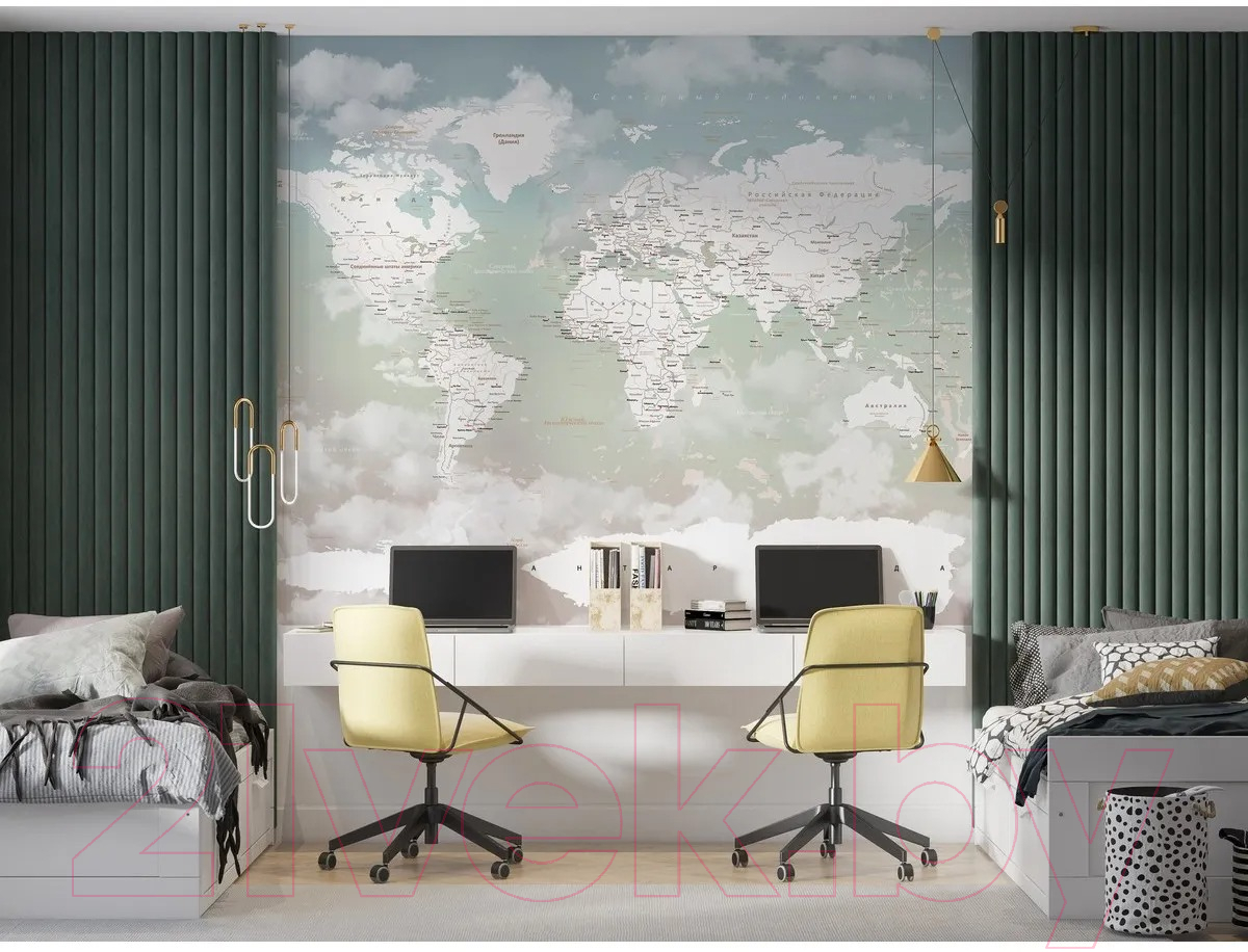 Фотообои листовые Citydecor Детская Карта мира 358 (200x140см) — фото 4