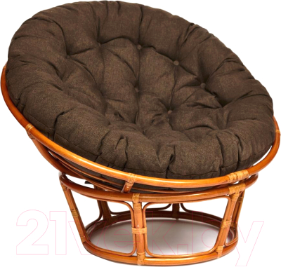 Кресло садовое Tetchair Papasan 23/01 W с подушкой (коньяк/коричневый)