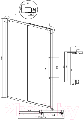 Душевая дверь Grossman Cosmo 130x195 / 100.K33.02.130.21.10 (черный матовый,стекло тонированное)