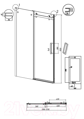 Душевая дверь Grossman Classic 120x195 / 100.K33.04.120.21.10 (черный матовый,стекло тонированное)