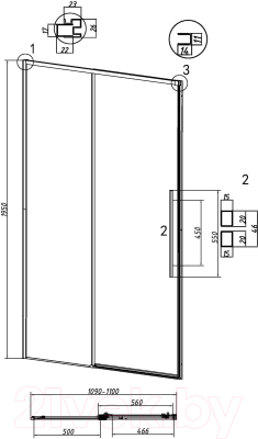 Изображение товара Душевая дверь Grossman Galaxy 110x195 / 100.K33.01.110.21.00 (черный матовый,стекло прозрачное)