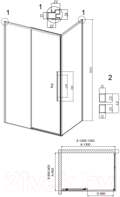 Душевой уголок Grossman Galaxy 130x90x195 / 120.K33.01.1390.42.00 (графит сатин/стекло прозрачное)