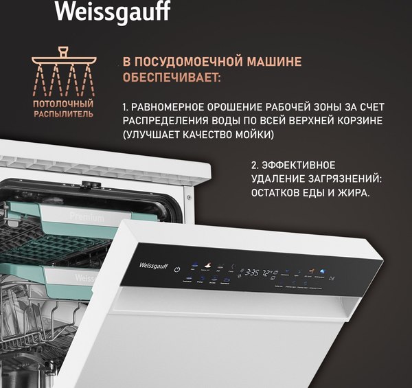 Посудомоечная машина Weissgauff DW 4539 Inverter Touch AutoOpen White