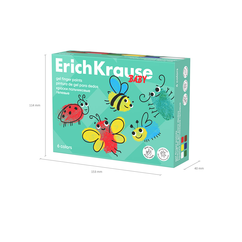 Пальчиковые краски Erich Krause Baby с Алоэ Вера / 61398 (6цв) — фото 5