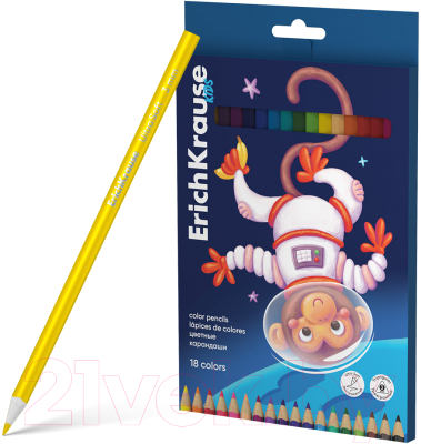 Набор цветных карандашей Erich Krause Kids Space Animals / 61787 (18цв)