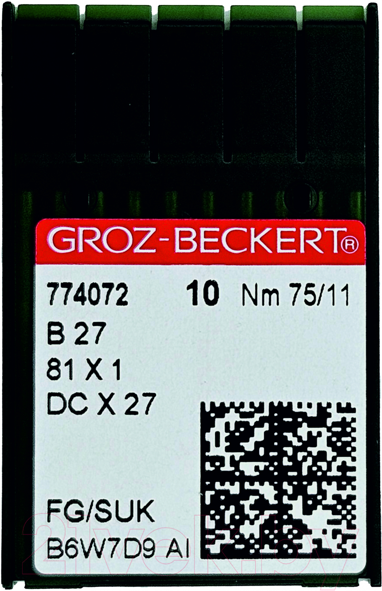 Набор игл для промышленной швейной машины Groz-Beckert DCx27 75 SUK GB-10 (для высокоэластичных тканей)