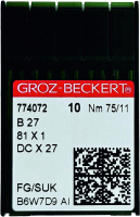 Набор игл для промышленной швейной машины Groz-Beckert DCx27 75 SUK GB-10 (для высокоэластичных тканей) - 
