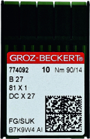 Набор игл для промышленной швейной машины Groz-Beckert DCx27 90 SUK GB-10 (для высокоэластичных тканей) - 