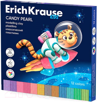 Пластилин Erich Krause Kids Space Animals Candy Pearl / 61336 (12цв)