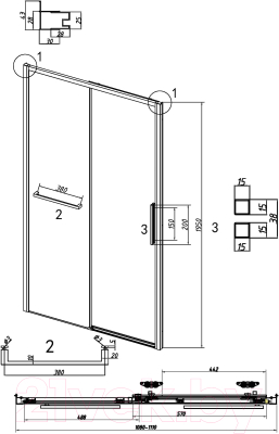 Душевая дверь Grossman Style 110x195 / 100.K33.05.110.21.02 (черный матовый/стекло шиншилла)