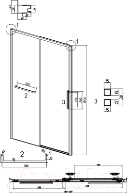 Душевая дверь Grossman Style 120x195 / 100.K33.05.120.21.02 (черный матовый/стекло шиншилла)
