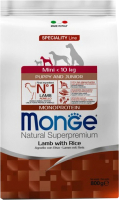 Сухой корм для собак Monge Dog Speciality Line Monoprotein Mini ягненок с рисом (800г) - 