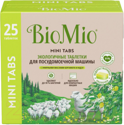 Таблетки для посудомоечных машин BioMio С маслами бергамота и юдзу (25шт)
