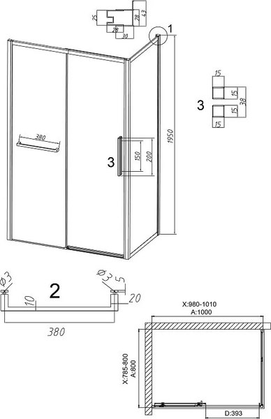 Душевой уголок Grossman Style 100x80x195 / 120.K33.05.1080.10.00 (хром/прозрачное стекло)
