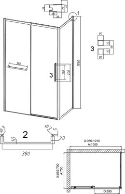 Душевой уголок Grossman Style 100x70x195 / 120.K33.05.1070.21.02 (черный матовый/стекло шиншилла)