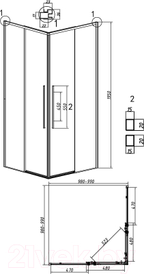 Душевой уголок Grossman Galaxy 100x100x195 / 300.K33.01.1010.21.10 (черный матовый/тонированное стекло)