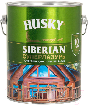 Лазурь для древесины Husky Siberian Суперлазурь (2.7, белый)