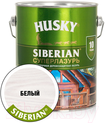 Лазурь для древесины Husky Siberian Суперлазурь (2.7, белый)