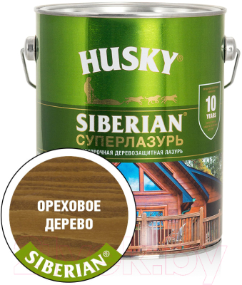 Лазурь для древесины Husky Siberian Суперлазурь (2.7л, ореховое дерево)