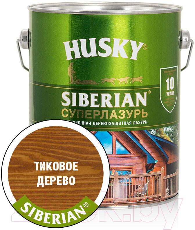 Лазурь для древесины Husky Siberian Суперлазурь (2.7л, тиковое дерево) — фото 2