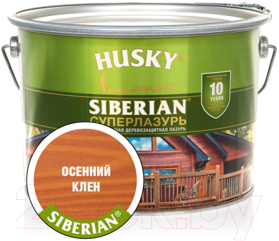 Лазурь для древесины Husky Siberian Суперлазурь (9л, осенний клен)