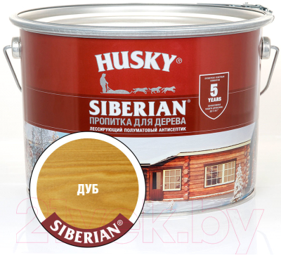 Пропитка для дерева Husky Siberian Полуматовая (9л, дуб)